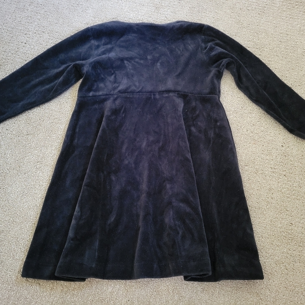 Lands End Black Velvet Embroidered Floral Dress - Picture 5 of 7